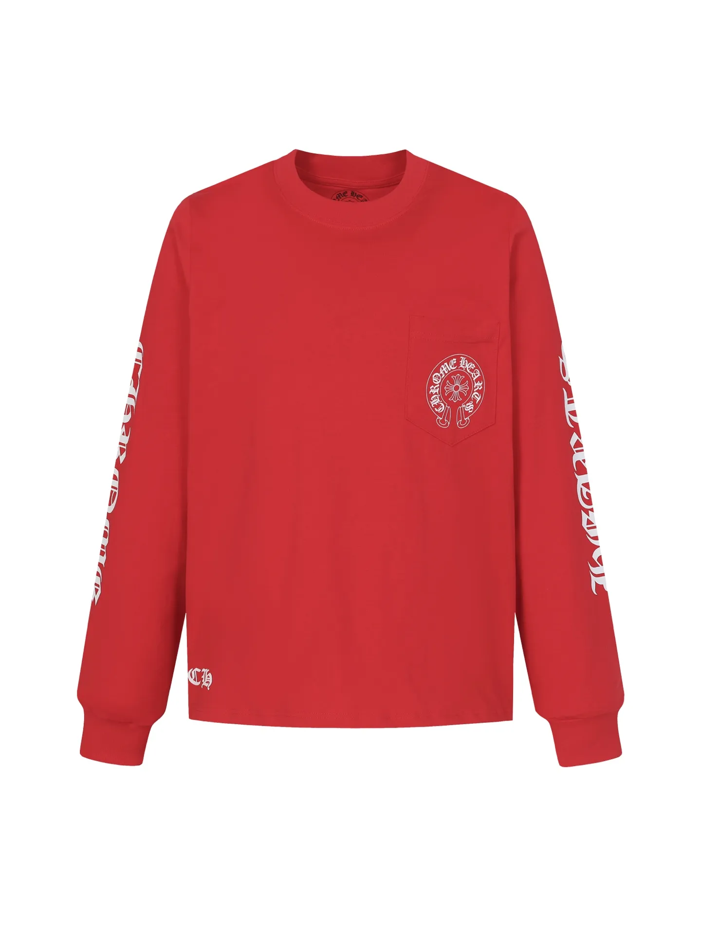 🅿️280 Come hearts/Cro Heart Sanskrit arm red roll printed long sleeves, the king of autumn and winter! Chest pockets, high weight threads on the collar and cuffs, the fabric is custom-woven and dyed 280g double yarn pure cotton fabric, washed anti-counterfeiting tags and other auxiliary labels are all correct versions, super conspicuous, super good-looking and super atmospheric, the same style for men and women! The overall upper body shows fashion and individuality, and couples wearing it together are recommended T-shirts by the Street Ace!! Color: Red Size: XS-L